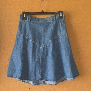Crazy Cowgirl Y2K Western Denim Flare Skirt Elastic Waist Mini Retro Sz L A-line